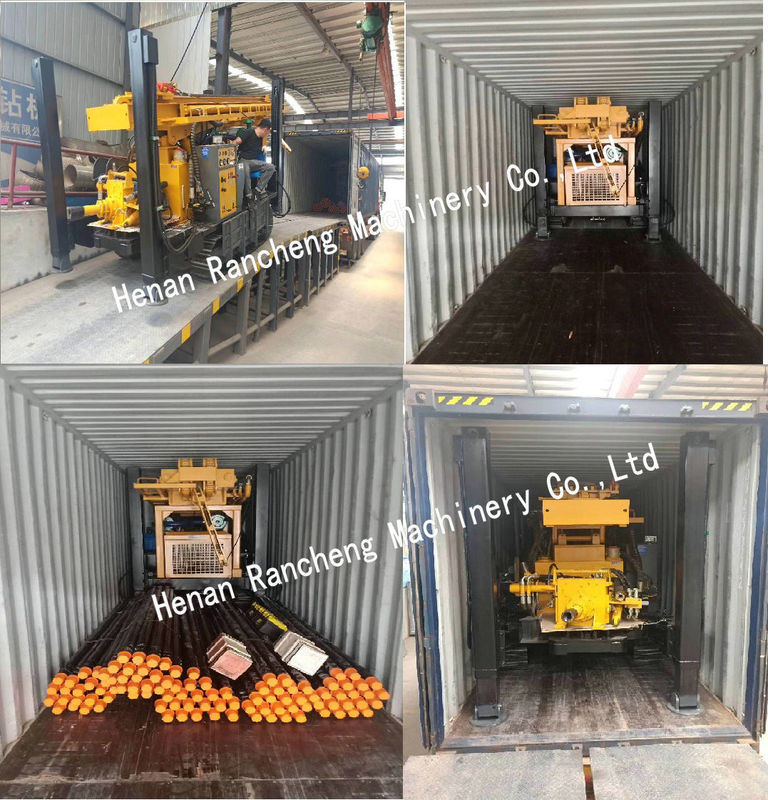 118kw เครื่องยนต์ดีเซล เครื่องเจาะอากาศ DTH เครื่องเจาะบ่อน้ําลึก 450m เครื่องเจาะบ่อน้ํา / เครื่องเจาะเหมือง
