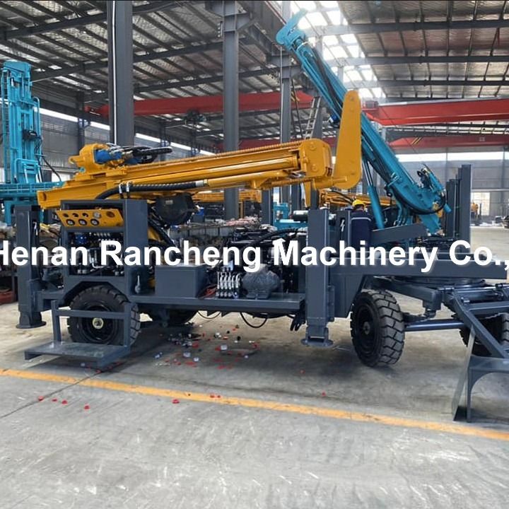 220m 65KW Quanchai เครื่องยนต์ ล้อติดตั้งเครื่องเจาะบ่อน้ํา ด้วยแรงยก 13T