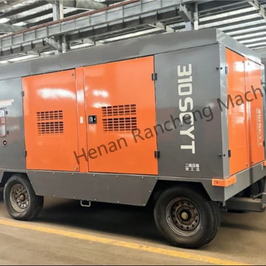 310SCYT 1178 Cfm เครื่องปรับอากาศสกรูพกพา 4 ล้อ สําหรับบ่อน้ํา