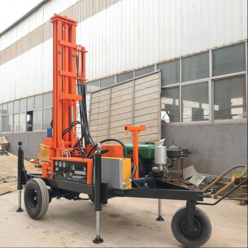 เครื่องเจาะเจาะหลุมน้ํา 150m ล้อติดตั้งสําหรับเครื่องยนต์ดีเซล 32HP