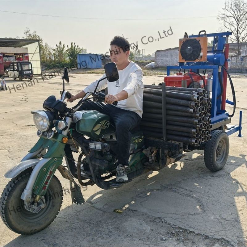 เครื่องเจาะบ่อน้ําขนาดเล็ก ไฮดรอลิก พกพา tricycle เครื่องเจาะบ่อน้ําสําหรับเจาะหลุมเจาะที่มีประสิทธิภาพ