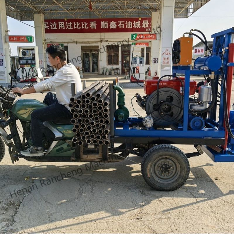 เครื่องเจาะบ่อน้ําขนาดเล็ก ไฮดรอลิก พกพา tricycle เครื่องเจาะบ่อน้ําสําหรับเจาะหลุมเจาะที่มีประสิทธิภาพ