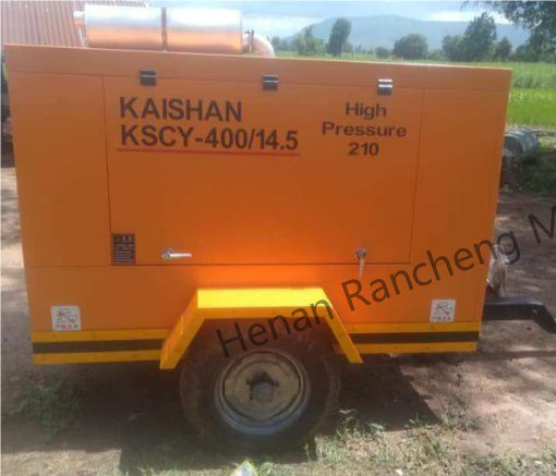 KSCY-400/14.5K 400cfm ไดเซล เครื่องปรับอากาศสกรูพกพา ด้วยเครื่องยนต์ Cu-mmins