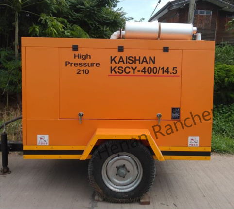 KSCY-400/14.5K 400cfm ไดเซล เครื่องปรับอากาศสกรูพกพา ด้วยเครื่องยนต์ Cummins