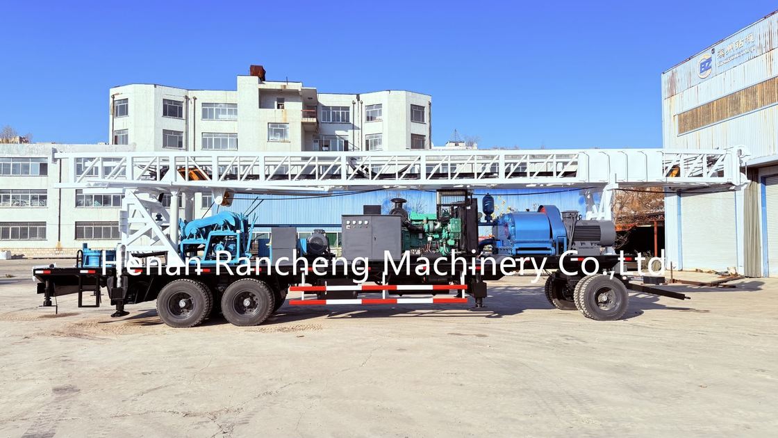 รถขุดเจาะบ่อน้ำแบบเทรลเลอร์ พร้อมเครื่องยนต์ดีเซล Cu-mmins 132KW สำหรับการเจาะน้ำลึก 600 เมตร