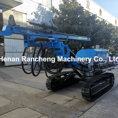 60-80m ความลึก Crawler ไฮดรอลิก DTH การเจาะ Rig ทั้งการเจาะหมุนและ Ramming